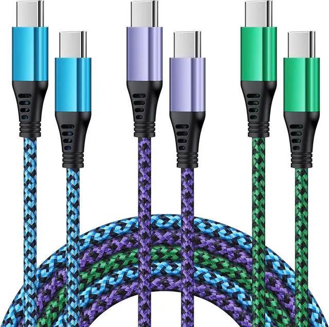 Main image of USB C to USB C Fast Charging Cable 3-Pack 6ft Type C Cable PD Cord Compatible iPhone 16 Pro Max Plus/15,Samsung Galaxy A15 5G/A54/S24 Ultra/A14/A35/A13/A23/S23FE/S21/Z Fold6/A53/S22,Pixel 9 Pro/8a/7/6