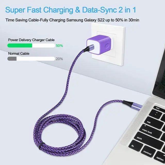 Alt view image 4 of 7 - USB C to USB C Fast Charging Cable 3-Pack 6ft Type C Cable PD Cord Compatible iPhone 16 Pro Max Plus/15,Samsung Galaxy A15 5G/A54/S24 Ultra/A14/A35/A13/A23/S23FE/S21/Z Fold6/A53/S22,Pixel 9 Pro/8a/7/6
