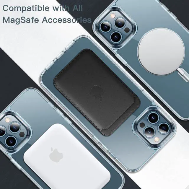 Alt view image 5 of 7 - JETech Magnetic Case for iPhone 12 Pro Max 6.7-Inch Compatible with MagSafe Wireless Charging, Shockproof Phone Bumper Cover, Anti-Scratch Clear Back (Clear)