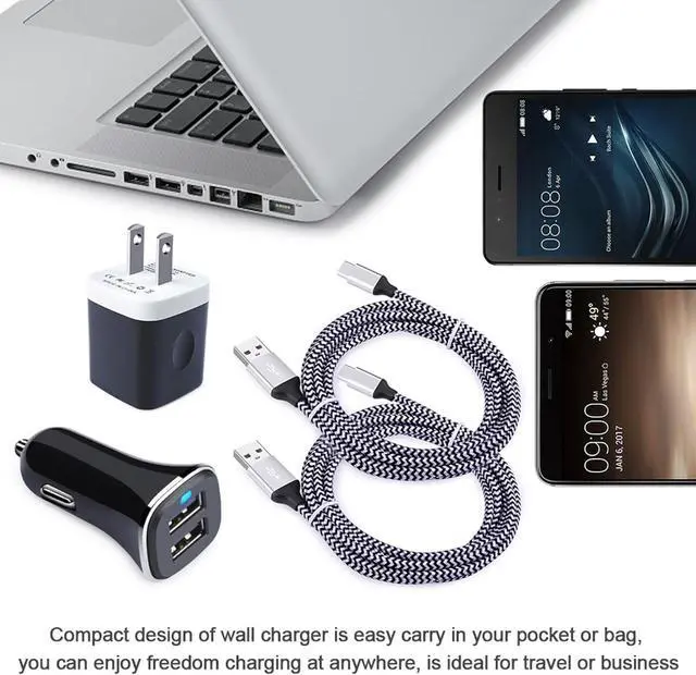 Alt view image 6 of 6 - Fast Charger Type C Car Charger for Samsung Galaxy S22 Ultra /S22 +/S21/S20 fe /S20 A13 5G, A21, A12,A42,A52, A32, A11,Note 22/20, Dual Port Car Charger Adapter Wall Charging Block and Cable Cord