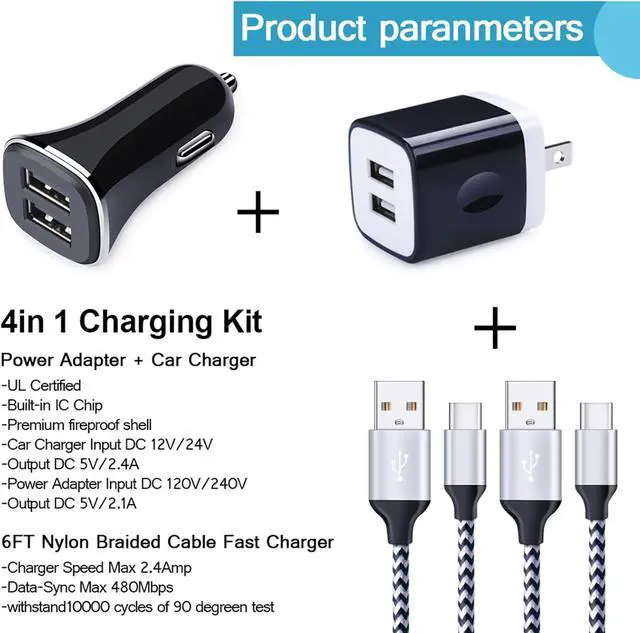 Alt view image 5 of 6 - Fast Charger Type C Car Charger for Samsung Galaxy S22 Ultra /S22 +/S21/S20 fe /S20 A13 5G, A21, A12,A42,A52, A32, A11,Note 22/20, Dual Port Car Charger Adapter Wall Charging Block and Cable Cord