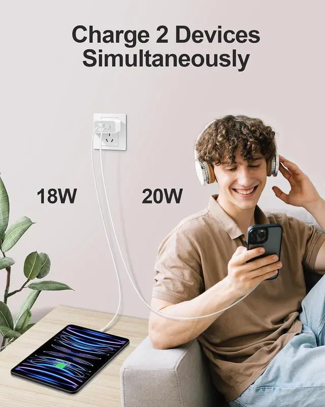 Alt view image 7 of 7 - European Travel Plug Adapter, GLUGRU 2-Pack 20W Dual Port USB C Wall Charger Type C Fast Charging Block International Power Adapter US to Europe EU for iPhone 16 15 14 13 12 11 Pro Max, iPad, Samsung