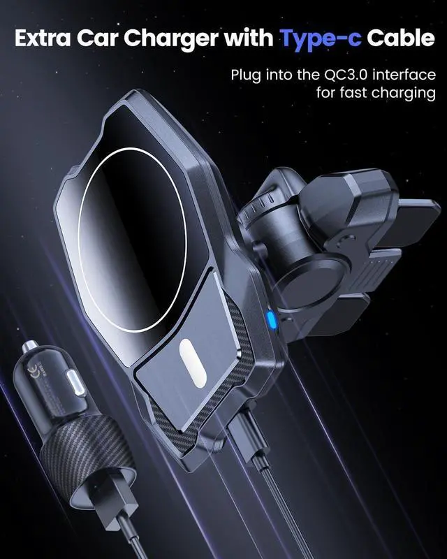 Alt view image 5 of 7 - OQTIQ Magnetic Wireless Charging Car Mount CD Phone Holder Compatible with Magsafe iPhone (Black)