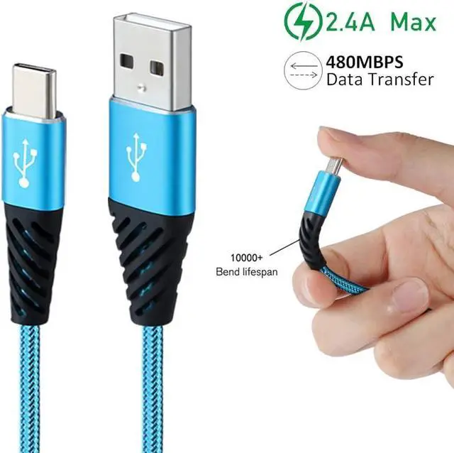 Alt view image 3 of 7 - Bynccea Type C Charger Cable 10FT 4-Pack Fast Charging Cord USB A to USB C Cell Phone Charger Nylon Braided Compatible with Samsung Galaxy S10 S9 S8 Note 10 9 Pixel LG V30