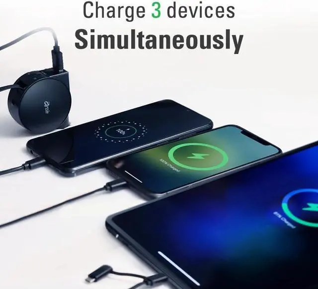 Alt view image 5 of 7 - Arzin PU24 Super Fast Car Charger, Cigarette Lighter Charger, Retractable Cord, Type-C, Micro USB, Lightning, PD 40W Super Fast Charging, QC4.0, Suitable for Charging Phones and Tablets