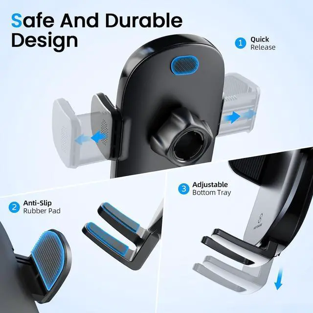 Alt view image 5 of 7 - APPS2Car Car Cup Phone Holder Wireless Charger with QC 3.0 Adapter, 15 Watt Qi Fast Charging, Compatible with iPhone 11/12/13/14/15/16/Pro/Max/Plus and Universal All Models Phone Holder