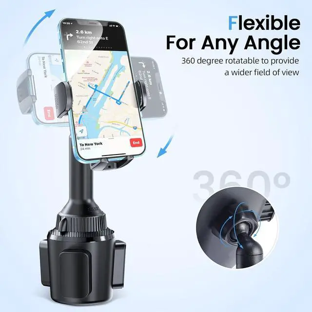 Alt view image 7 of 7 - APPS2Car Car Cup Phone Holder Wireless Charger with QC 3.0 Adapter, 15 Watt Qi Fast Charging, Compatible with iPhone 11/12/13/14/15/16/Pro/Max/Plus and Universal All Models Phone Holder