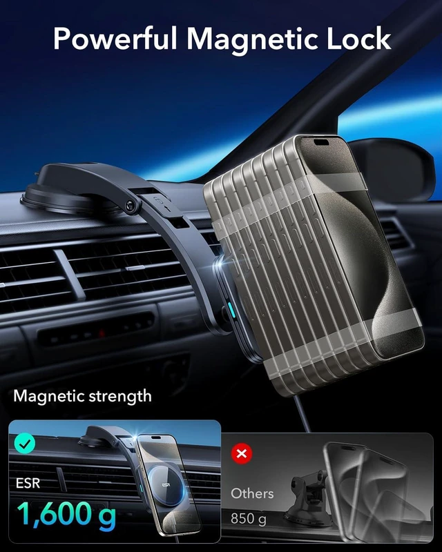 Alt view image 5 of 7 - ESR for 15W MagSafe Car Mount Charger, Dashboard Wireless MagSafe Car Charger, Magnetic Phone Holder Car for iPhone 16 15 Pro Max Plus 14 13 12 Mini, Galaxy S25, MagSafe Accessories, Fast Charging