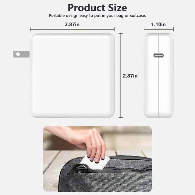 Alt view image 6 of 7 - Mac Book Pro Charger - 100W USB C Charger Fast Charger for Mac Book Pro 16/15/14/13 Inch, Mac Book Air 13 Inch, iPad Pro 2021/2020/2019/2018 Power Adapter for Mac Book and All USB-C Laptops and Phones