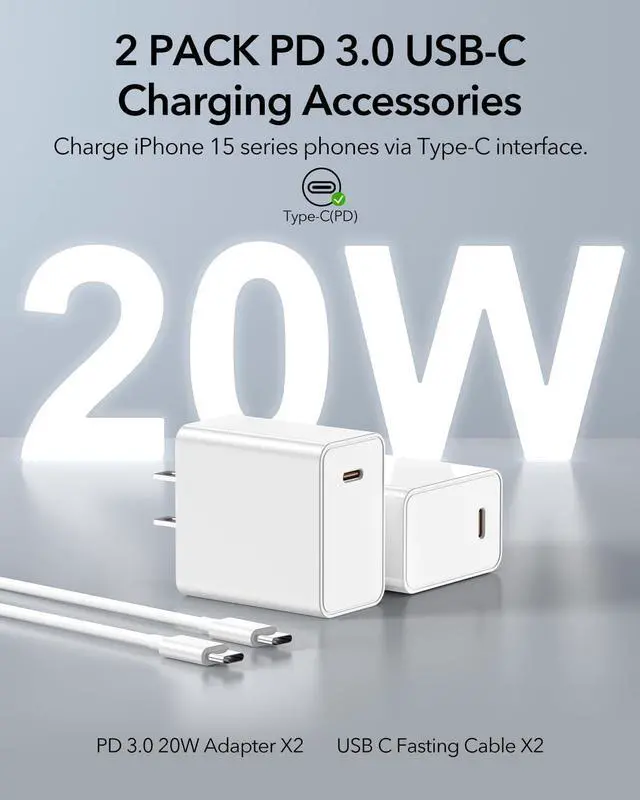 Alt view image 3 of 7 - 2 Pack Meifigno for MagSafe-Compatible Charger Stand with [20W USB C Charger Block & USB C Cable x2], Fast Wireless Charger Designed for iPhone 16 Pro Max/ 15 14 13 12 Series, AirPods 4/3/Pro, White