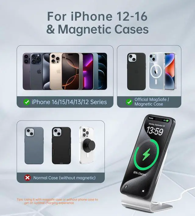 Alt view image 4 of 6 - Magnetic Wireless Charger for iPhone 16/15/14/13/12 - Mag Charger+20W USB C Adapter, Fast Wireless Charging Stand/Pad with 5ft USB-C Cable for iPhone 16/15/14/13/12 Pro Max Plus Mini,Mag-Safe Charger