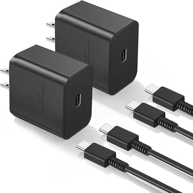 Main image of USB-C 2-Pack 45W PD Super Fast Charging Wall Charger for Samsung Galaxy A53/A73,Galaxy S24 Ultra/S24+/S23/S22/S22 Plus/S21/S21 Ultra/S20/Note20/ Note 20 Ultra/iPhone 16/15(10 Ft)