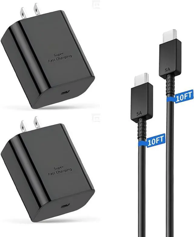 Alt view image 4 of 6 - USB-C 2-Pack 45W PD Super Fast Charging Wall Charger for Samsung Galaxy A53/A73,Galaxy S24 Ultra/S24+/S23/S22/S22 Plus/S21/S21 Ultra/S20/Note20/ Note 20 Ultra/iPhone 16/15(10 Ft)
