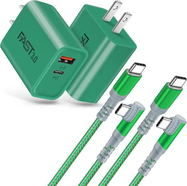 Main image of Fast Charging Wall Charger with USB C Cable 10FT, 2-Pack 20W USB C Power Adapter Dual Port Fast Charger Block+ Right-Angle 3A C to C Cable Fit for iPhone 16 15 Samsung Galaxy S22 Ultra S21 S20 S10
