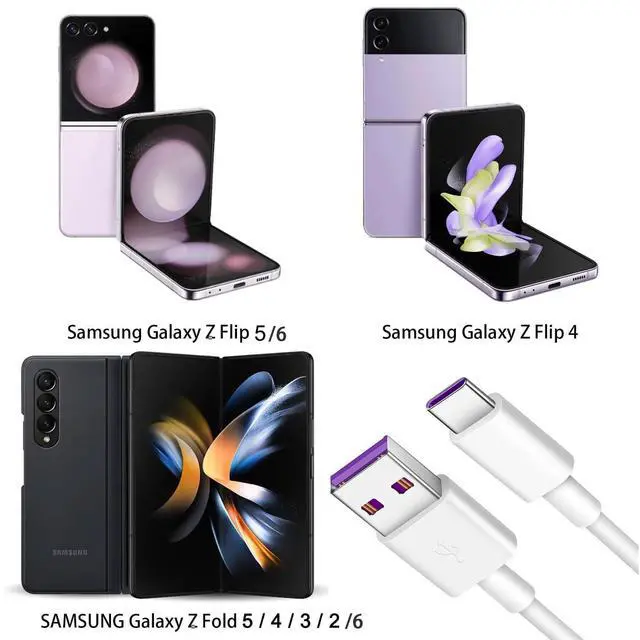 Alt view image 3 of 7 - USB C Charger Cable for Samsung Galaxy Z Flip 6, Flip 5, Flip 4, Flip 3, Flip 2, Samsung Galaxy Z Fold6, Fold 5, Fold 4, Fold 3, Fold 2 Samsung Phone Car Power Charging Cord Accessories (5FT White)