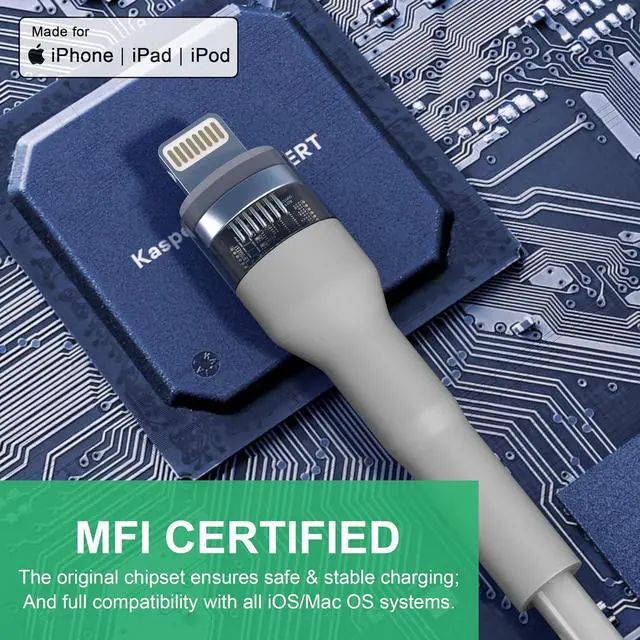 Alt view image 2 of 7 - Coiled iPhone Lightning Cable Apple Carplay Cable MFi Certified, Retractable Apple Car Play Cord with Data Sync and LED, Short Coiled iPhone Charger Cable for iPhone/Pad/Pod, White
