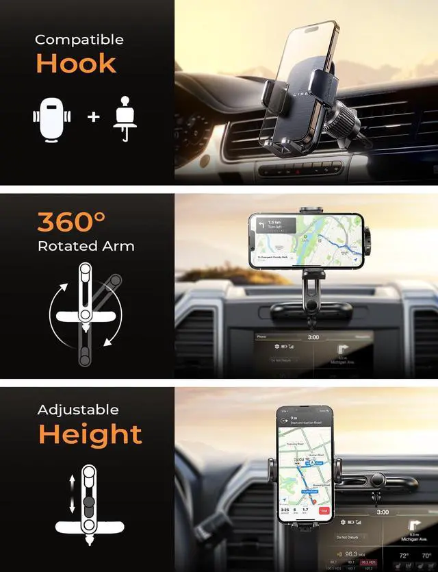 Alt view image 2 of 7 - CD Phone Holder for Car Adjustable CD Slot Phone Mount Holder for iPhone Ultra Sturdy Cell Phones Holders for Your Car Accessories for Women for iPhone 16e 16  S25 S24 All Phones Black