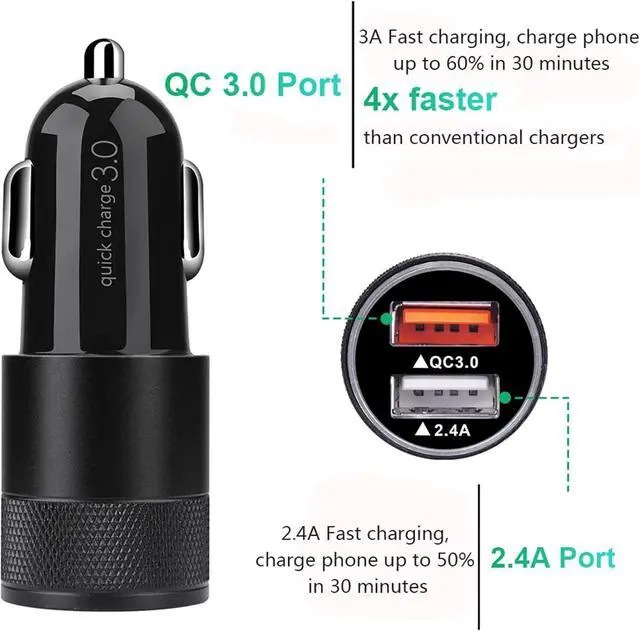 Alt view image 5 of 7 - USB C Fast Car Phone Charger for Samsung Galaxy S25 Ultra Plus S25+ S24 FE A55 A35 A15 S24 S23 S22 S21 S20 5G FE Plus Ultra S10 S10e S9 S8 Note 20 10 9 8 A53 A42, Accessories Adapter Type C Cable 3ft