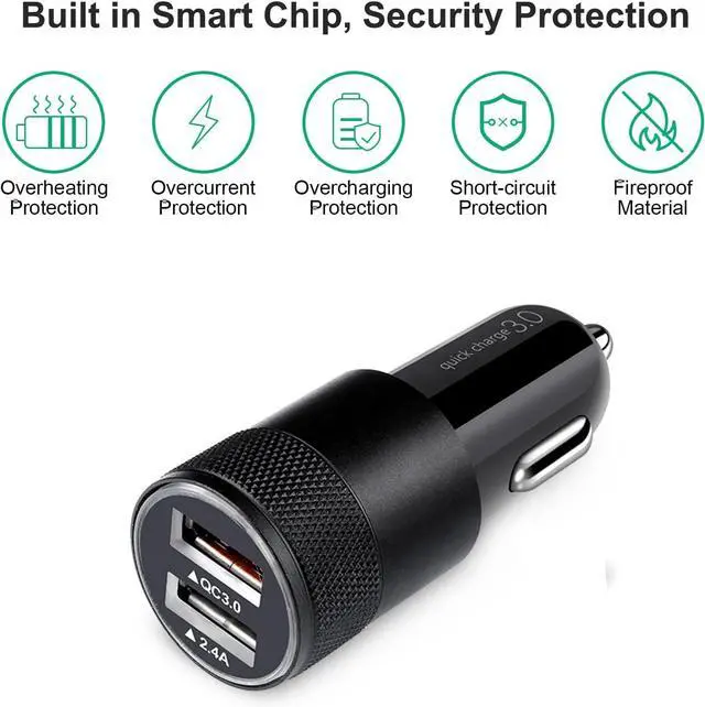 Alt view image 3 of 7 - Fast Car Charger Quick Charging 5.4A/30W Phone USB Adapter Rapid Plug 2 Port Cigarette Lighter Auto Charger Flush Compatible  Tablet iPhone iPad LG Automobile