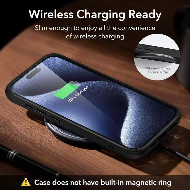 Alt view image 6 of 7 - ESR for iPhone 15 Pro Case, Metal Kickstand Case, 3 Stand Modes, Military-Grade Drop Protection, Supports Wireless Charging, Slim Back Cover with Patented Kickstand, Boost Series, Black