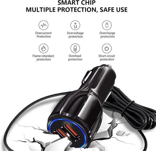 Alt view image 3 of 5 - Fast Car Charger Android USB Type C Charging Cable Cord fit for TCL Flip Pro, Alcatel Go Flip 4, Cricket Icon 2/3 Icon 4, Ovation 2,Sonim XP8, Jitterbug Smart 3 Smart 4,Moto,Samsung,IPhone 15,LG Phone