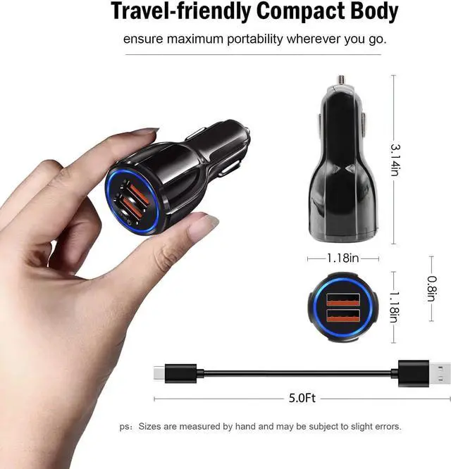 Alt view image 5 of 5 - Fast Car Charger Android USB Type C Charging Cable Cord fit for TCL Flip Pro, Alcatel Go Flip 4, Cricket Icon 2/3 Icon 4, Ovation 2,Sonim XP8, Jitterbug Smart 3 Smart 4,Moto,Samsung,IPhone 15,LG Phone