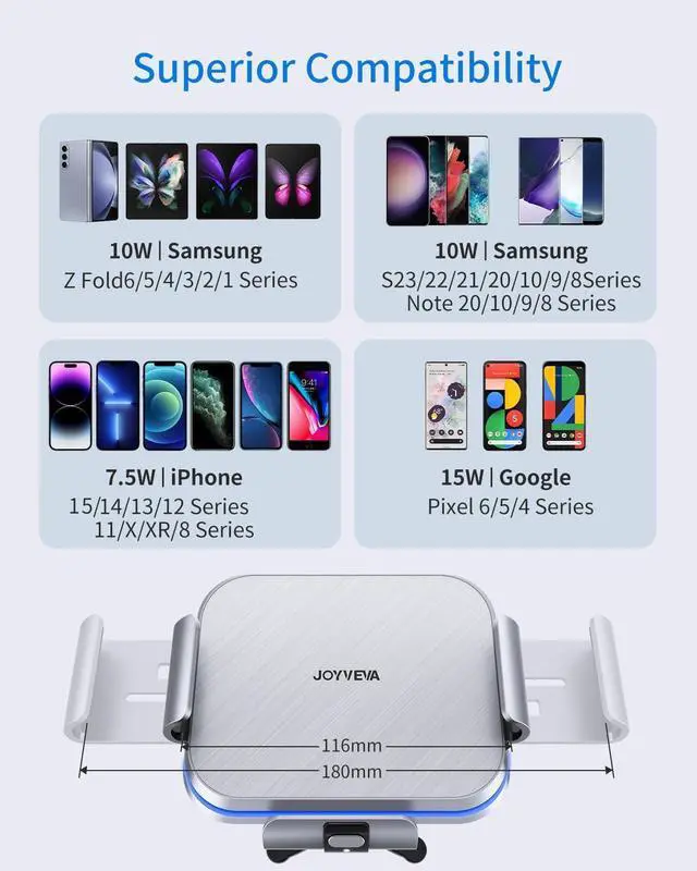 Alt view image 5 of 7 - Dual Coil Wireless Car Charger for Galaxy Z Fold 6/5/mate xt,Fast ChargingCar Phone Mount for Galaxy Z Fold 4/3,Smartphone Holder Air Vent Dashboard for iPhone16 Max (Not Fit Pixel Fold)