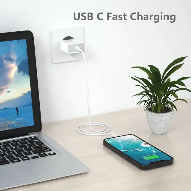 Alt view image 6 of 7 - 25W USB C European Plug Adapter with 6FT Cable for iPhone 14/14 Pro/14 Pro Max/14 Plus/13 12 11 XS XR X, Travel USBC Charging Power Charger Cord for Europe EU Euro Spain Italy France Germany