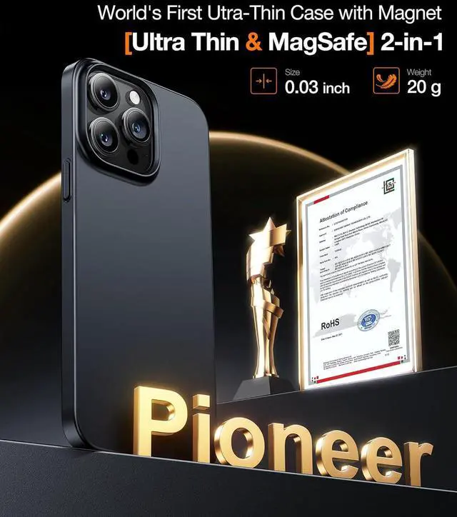 Alt view image 2 of 6 - TORRAS Magnetic Slim Fit Designed for iPhone 15 Pro Case 2023, [Compatible with MagSafe] [Ultra Thin] Protective Matte Hard PC Cover Anti-Scratch Phone Case for iPhone 15 Pro, Black Titanium