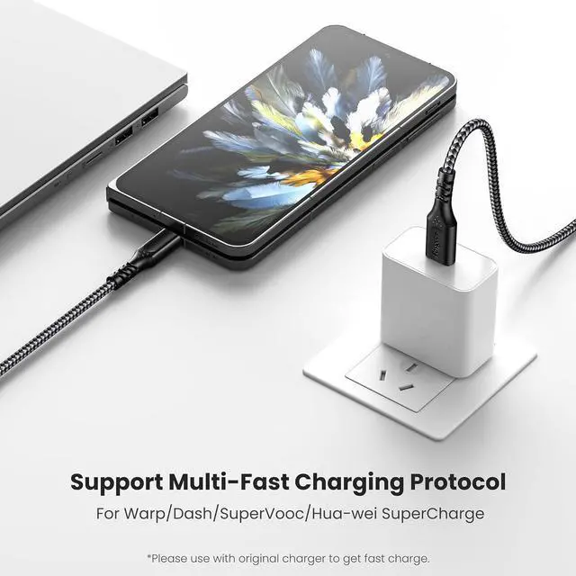 Alt view image 2 of 7 - Fasgear Warp Charge 30W Cable for Oneplus 8 Pro 8/7 Pro 7T [6ft] Dash Charging USB Type C Cable 20W Fast Charge Nylon Braided Data Sync USB-C Cord Compatible for One plus 7 6T 6 5T 5 3T (1.8m,Black)