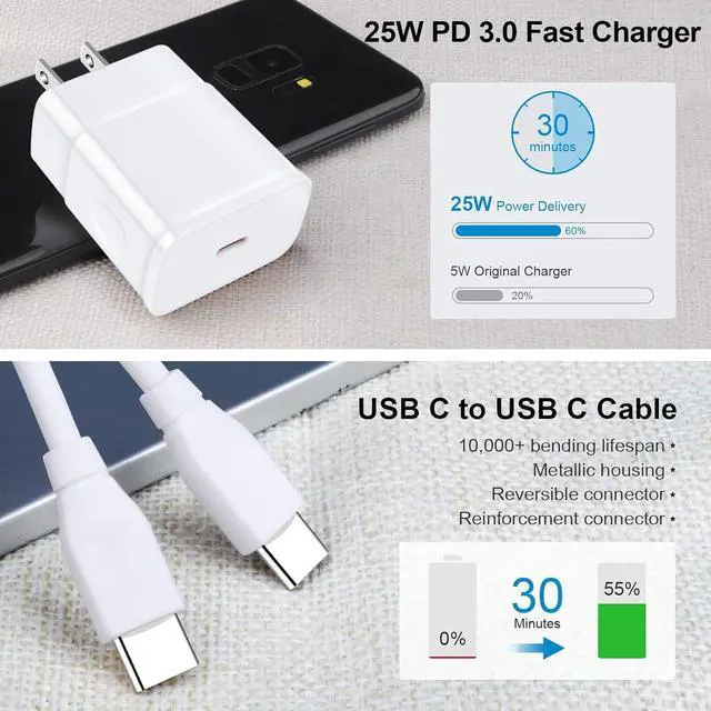 Alt view image 4 of 7 - 25W Super Fast Charger, 10FT Long Android Phone C Charger USB Type C Cable Fast Charging for Samsung Galaxy A16 5G A15 A14 5G A35 A55 A54 A53 A13 S25 Ultra S24 FE S23 S22 S21 S20 A03s A04s A02s A25