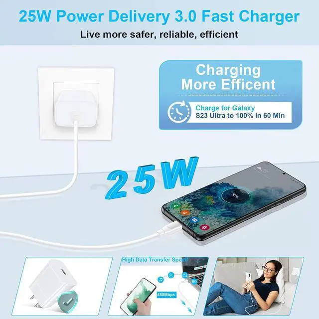 Alt view image 3 of 7 - 25W Super Fast Charger, 10FT Long Android Phone C Charger USB Type C Cable Fast Charging for Samsung Galaxy A16 5G A15 A14 5G A35 A55 A54 A53 A13 S25 Ultra S24 FE S23 S22 S21 S20 A03s A04s A02s A25