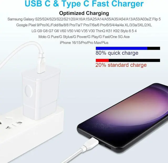 Alt view image 6 of 7 - 25W Super Fast Charger, 10FT Long Android Phone C Charger USB Type C Cable Fast Charging for Samsung Galaxy A16 5G A15 A14 5G A35 A55 A54 A53 A13 S25 Ultra S24 FE S23 S22 S21 S20 A03s A04s A02s A25