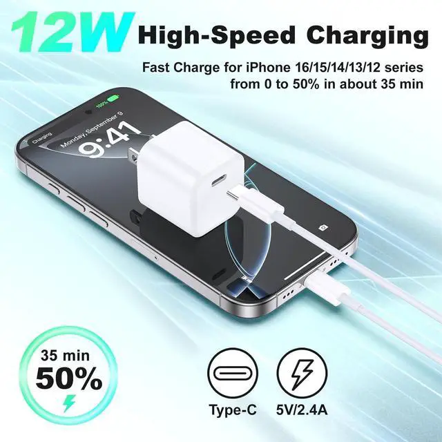 Alt view image 3 of 7 - USB C Charger Block, Agtray 2-Pack Mini USBC PD Fast Charging Cube C Box Charger Type C Charging Block Travel Wall Plug Power Adapter for iPhone 16e 16 15 14 13 12, iPad Pro Air Mini, AirPods, iwatch