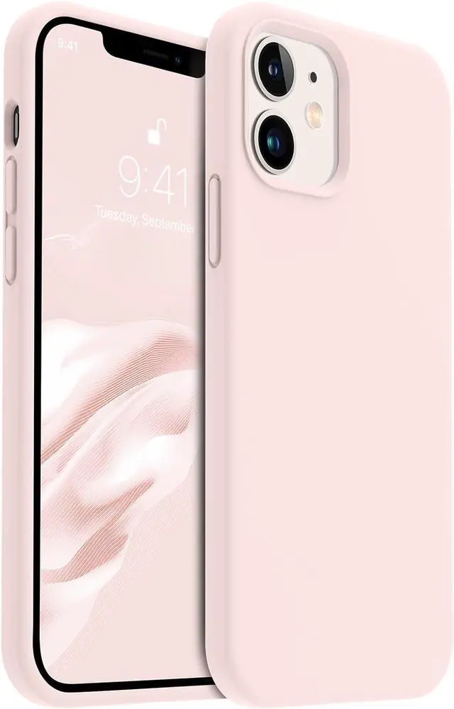 Main image of AOTESIER Compatible with iPhone 12 Phone Case and iPhone 12 Pro Case 6.1 inch,Silky Touch Premium Soft Liquid Silicone Rubber Anti-Fingerprint Full-Body Protective Flexible Bumper Case (Chalk Pink)