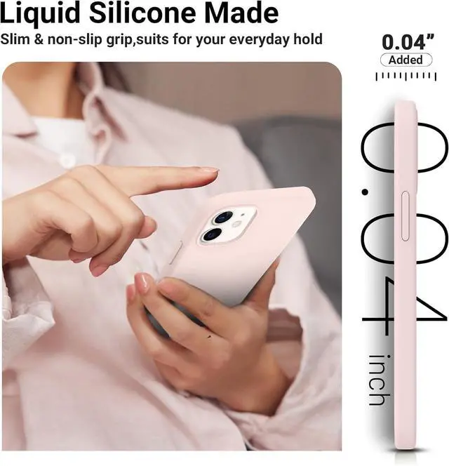 Alt view image 3 of 7 - AOTESIER Compatible with iPhone 12 Phone Case and iPhone 12 Pro Case 6.1 inch,Silky Touch Premium Soft Liquid Silicone Rubber Anti-Fingerprint Full-Body Protective Flexible Bumper Case (Chalk Pink)