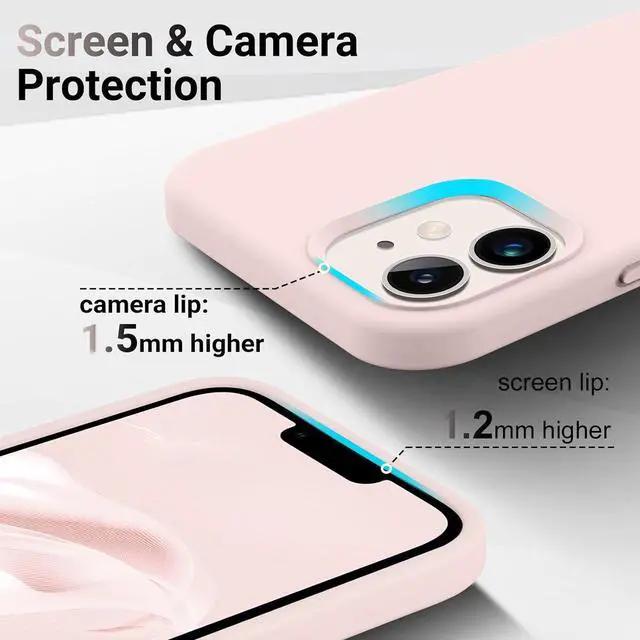 Alt view image 4 of 7 - AOTESIER Compatible with iPhone 12 Phone Case and iPhone 12 Pro Case 6.1 inch,Silky Touch Premium Soft Liquid Silicone Rubber Anti-Fingerprint Full-Body Protective Flexible Bumper Case (Chalk Pink)