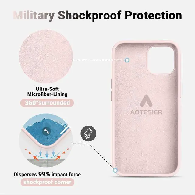 Alt view image 5 of 7 - AOTESIER Compatible with iPhone 12 Phone Case and iPhone 12 Pro Case 6.1 inch,Silky Touch Premium Soft Liquid Silicone Rubber Anti-Fingerprint Full-Body Protective Flexible Bumper Case (Chalk Pink)