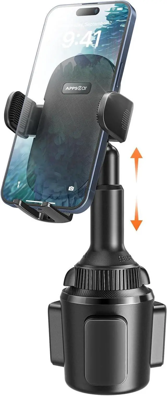 Alt view image 7 of 7 - APPS2Car Universal Car Cup Phone Holder | Quick Extension Long Arm | 360° Swivel | Adjustable for iPhone, Samsung, Google, and All Smartphones | Stable & No Shake Design