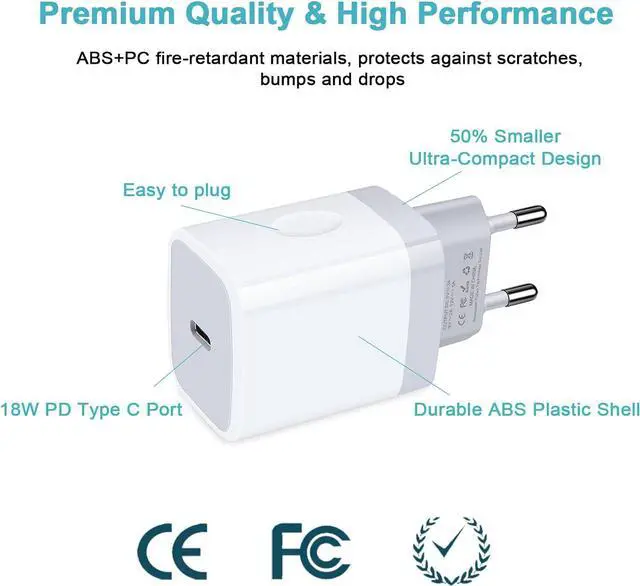 Alt view image 6 of 7 - USB C Adapter, European Plug Adapter, 2-Pack Fast 20W Europe Travel Plug Power Adapter Type C Wall Chargers for iPhone 16 15 14 13 12 11 Pro Max XR XS X 8,Samsung Galaxy S24 S23 A15,iPad,Google Pixel