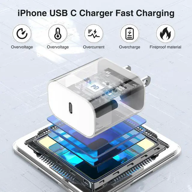 Alt view image 4 of 7 - 3 Pack QZIIW iPhone Charger,iPhone Fast Charger,[MFi Certified] iPhone Fast Adapter,USB C to Lightning Charging Cable 6 Feet,20W USB C Wall Charger with Compatible iPhone 14 13 12 11 Pro Max,iPad