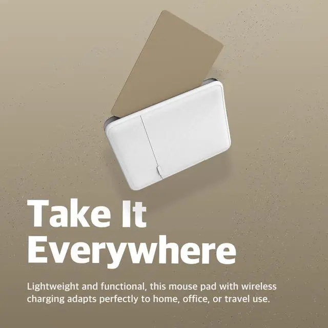 Alt view image 3 of 7 - POUT H3 - Portable Qi Wireless Charging Mouse Pad Mat for Laptops Charges w/iPhone, Airpod, Samsung Galaxy (Latte Cream)