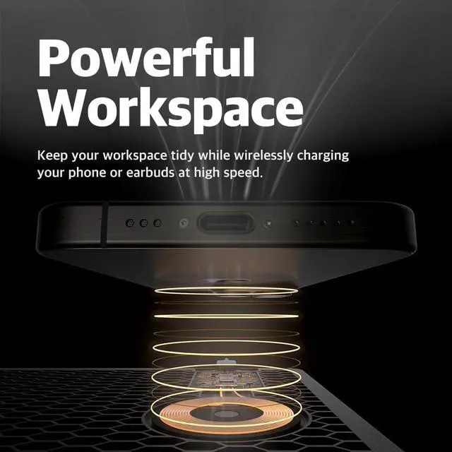 Alt view image 4 of 7 - POUT H3 - Portable Qi Wireless Charging Mouse Pad Mat for Laptops Charges w/iPhone, Airpod, Samsung Galaxy (Latte Cream)