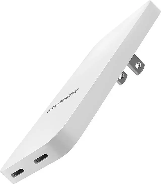 Main image of Galvanox Dual USB-C Flat Wall Charger - Fast Charging Ultra Slim Outlet Plug, Multi Port Type C for iPhone 13, 14, 15 iPhone 16 Pro Max and Samsung Galaxy Phones (20W)