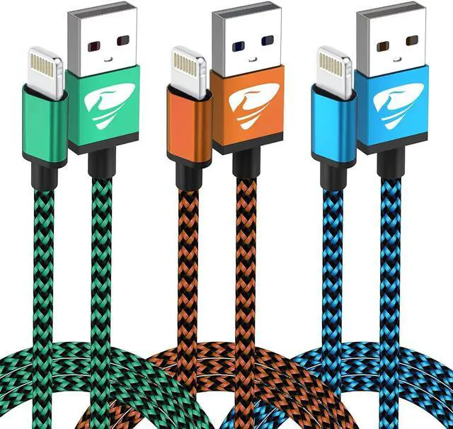Main image of Aioneus iPhone Charger Cord 3ft 3Pack MFi Certified Lightning Cable Fast Charging Nylon Braided Phone Charger Cable Compatible with iPhone 14 13 Pro 12 Pro 11 Pro Xs Max Xr 8 7Plus SE