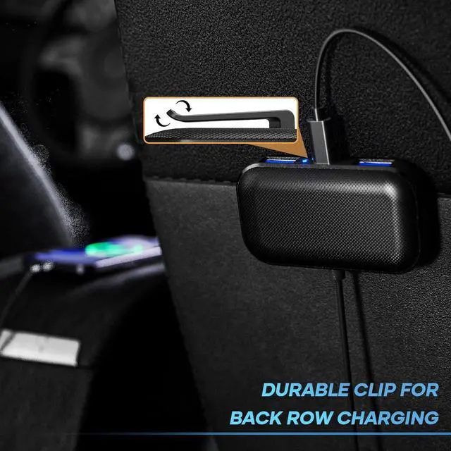 Alt view image 5 of 7 - LENCENT 5 Multi Ports Type C Car Charger, 31W USB C Charger Adapter, Compatible for Samsung, iPhone, iPad, Voltage Detection, Multiple Cigarette Lighter Adapter with 5FT Cable for Back Seat Charging
