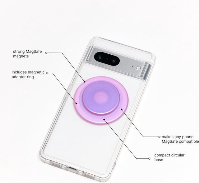 Alt view image 6 of 7 - PopSockets Phone Grip with Expanding Kickstand, Compatible with MagSafe, Adapter Ring for MagSafe Included, Wireless Charging Compatible - Pink Opalescent