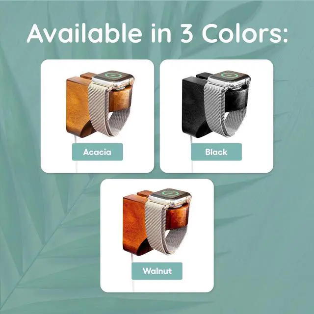 Alt view image 7 of 7 - Wall Charging Stand for Apple Watch Series 9 - Wooden Charging Dock - Wood Charging Station for All iWatch - Simply Stick to Wall with Included 3M Command Strips (Acacia)