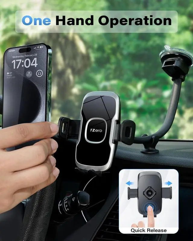 Alt view image 3 of 7 - Solid Car Truck Phone Mount Holder with 14-Inch Gooseneck Long Arm Windshield Window Mobile Holders w/Industrial-Strength Suction Cup Anti-Shake Stabilizer Compatible All Cell Phones iPhone