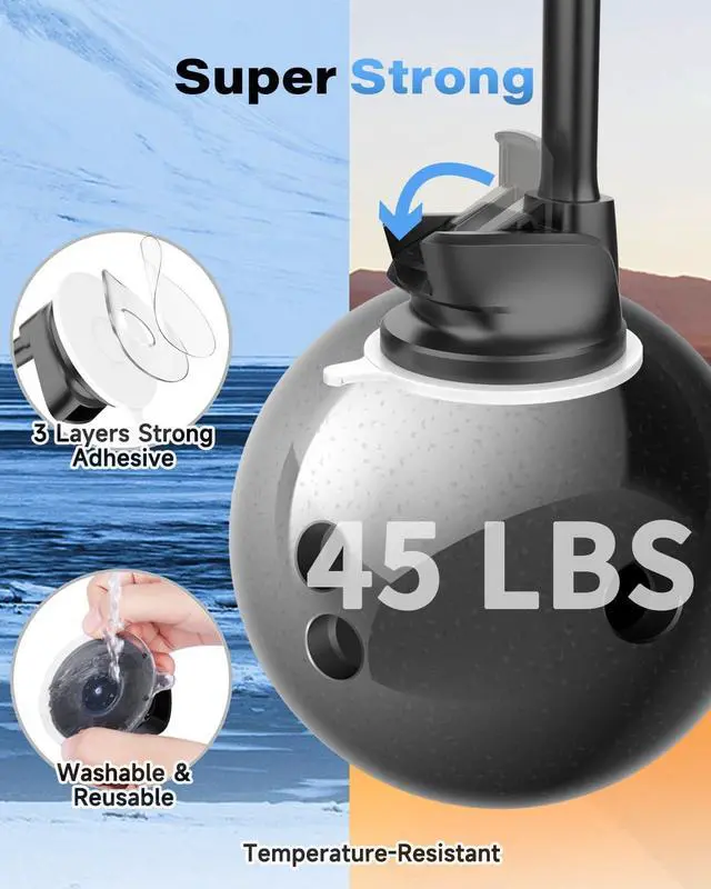 Alt view image 7 of 7 - Solid Car Truck Phone Mount Holder with 14-Inch Gooseneck Long Arm Windshield Window Mobile Holders w/Industrial-Strength Suction Cup Anti-Shake Stabilizer Compatible All Cell Phones iPhone